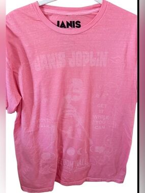 janis joplin t‎ shirt Pink Size Small Faded Graphic